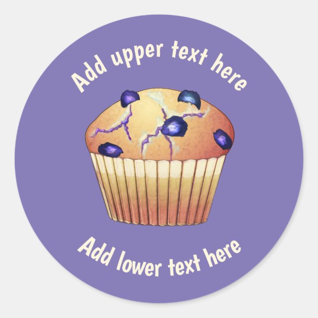 Sticker Rond Muffins de bleuets en lin - Ajouter du texte à vio (Devant)