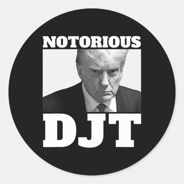 Sticker Rond Mugshot Trump 2024 du président Trump (Devant)