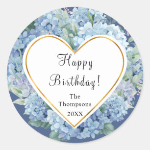 Sticker Rond Multicolor bleu Floral personnalisé Joyeux anniver