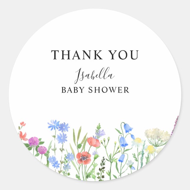 Sticker Rond Multihued Wildflower Baby Shower Celebration (Devant)