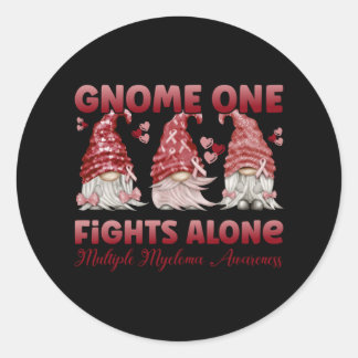 Sticker Rond Multiple Myeloma Cancer Burgundy Ribbon Gnome