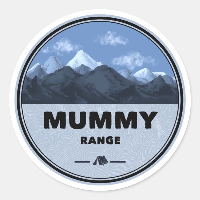 Sticker Rond Mummy Mountain Range Colorado Camping (Devant)