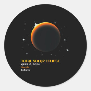 Sticker Rond Muncie Solar Eclipse 2024 Totalité 8 avril