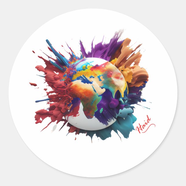 Sticker Rond Mundo en explosión - AI Haid (Devant)