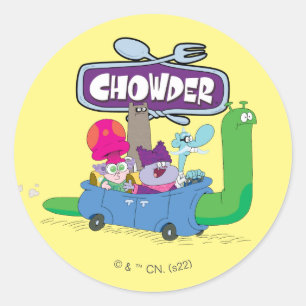 Sticker Rond Mung, Chowder, Shnitzel & Truffes en voilier