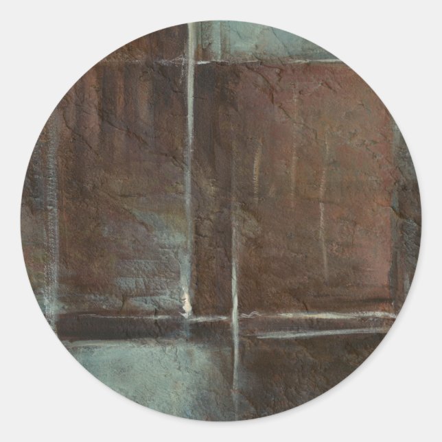 Sticker Rond Mur en brique rouge et gris (Devant)