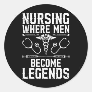 Sticker Rond Murse Homme Infirmière Étudiante Homme Infirmière 