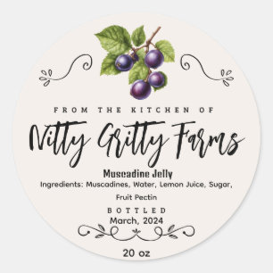 Sticker Rond Muscadine Jam Jelly préserver Custom Canning Étiqu