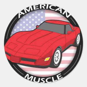 Sticker Rond Muscle de drapeau américain