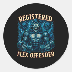 Sticker Rond Muscle Grim Reaper Plex Offensant enregistré Drôle