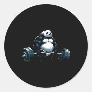 Sticker Rond Muscle Gym Panda Bodybuilder Poids Motivat