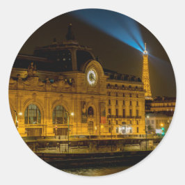 Sticker Rond Musée d'Orsay à Paris la nuit
