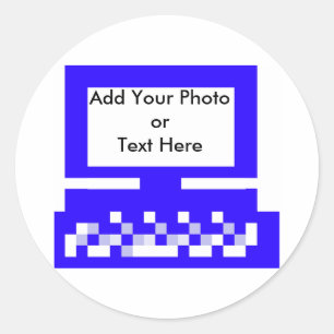 Sticker Rond MUSÉE Série Artiste Images Ordinateur Bleu