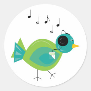 Sticker Rond Music Bird