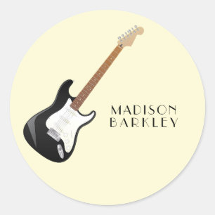Sticker Rond Musicien de guitare électrique professeur de musiq