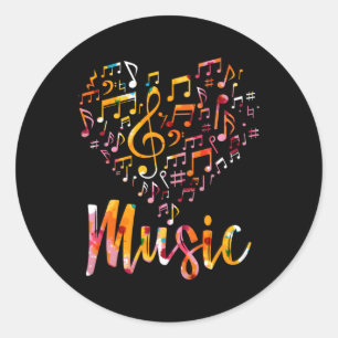 Sticker Rond Musicien musique instrumut notes de musique Treble