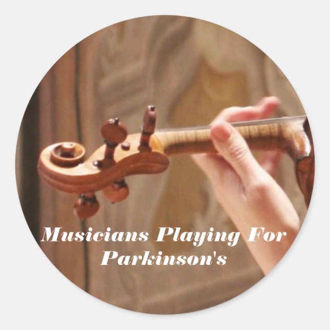 Sticker Rond Musiciens jouant pour Parkinson (Devant)