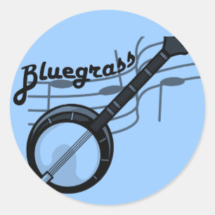 Sticker Rond Musique Bluegrass avec banjo