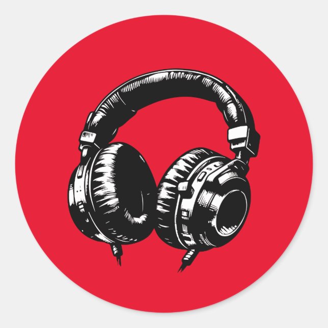 Sticker Rond Musique casque Dance DJ Anniversaire (Devant)