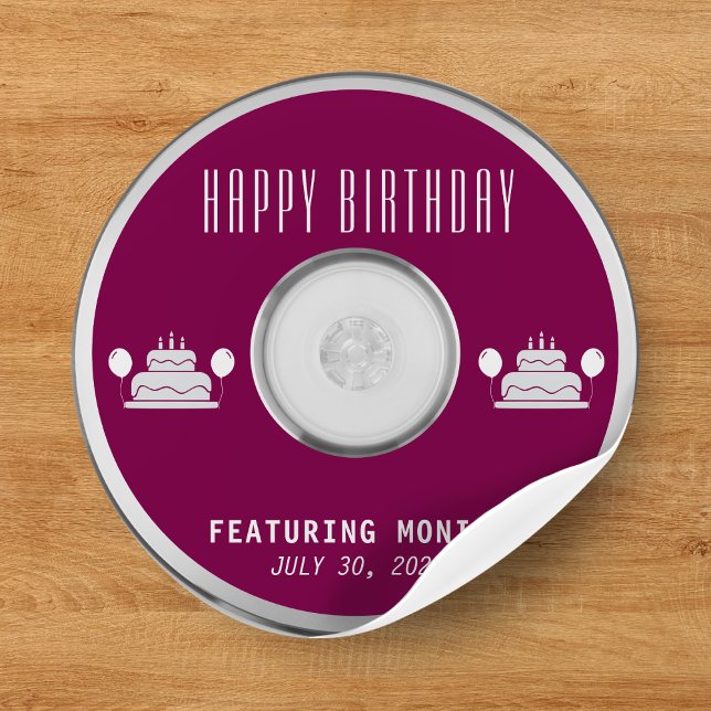 Sticker Rond Musique CD Bonne fête d'anniversaire (Music CD Happy Birthday Party Classic Round Sticker
)