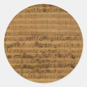 Sticker Rond Musique de feuille ancienne par Johann Sebastian B