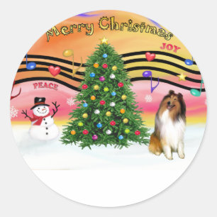 Sticker Rond Musique de Noël 2 - Collie 1