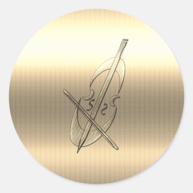 Sticker Rond Musique de violoncelle d'or (Devant)