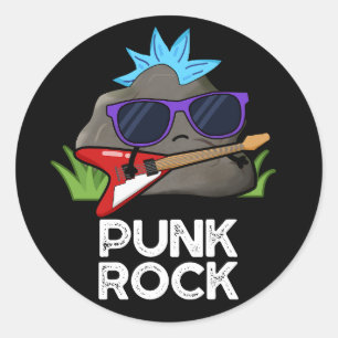 Sticker Rond Musique Drôle de Rock Punk Pun BG Sombre