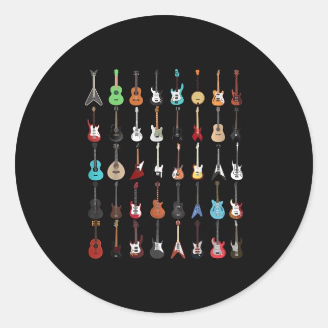 Sticker Rond Musique guitar (Devant)
