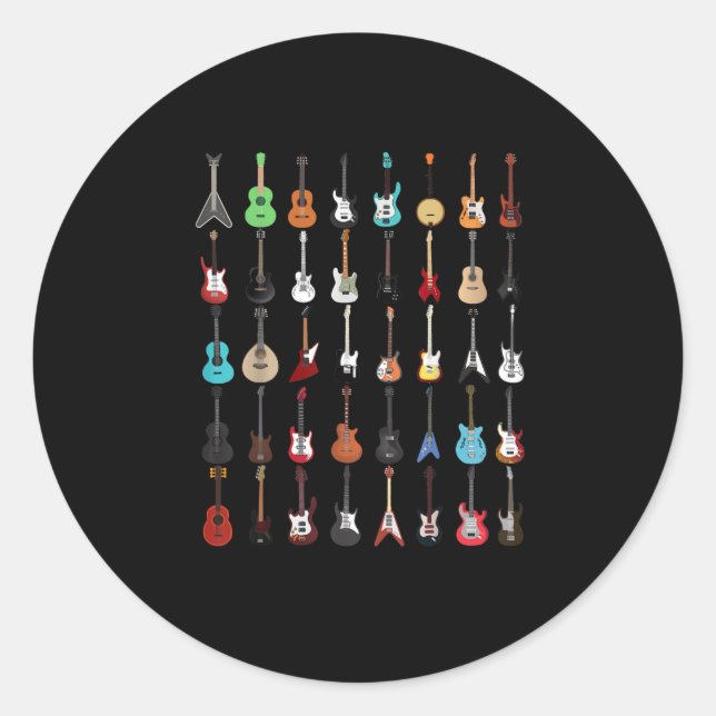 Sticker Rond Musique guitar (Devant)