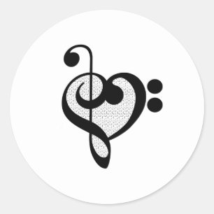 Sticker Rond Musique musicienne Note Coeur Motif