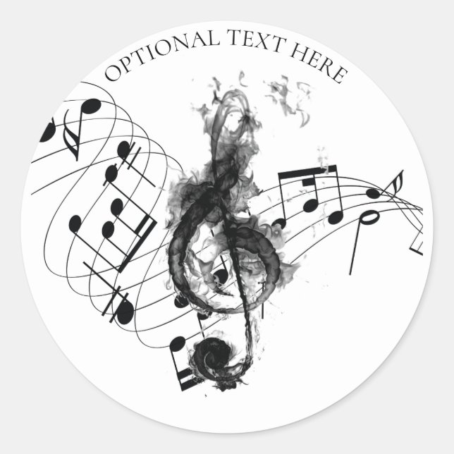 Sticker Rond Musique personnalisée Note noir et blanc (Devant)