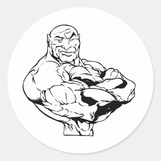 STICKER ROND MUSLE BOUND BODYBUILDING LOGO (Devant)