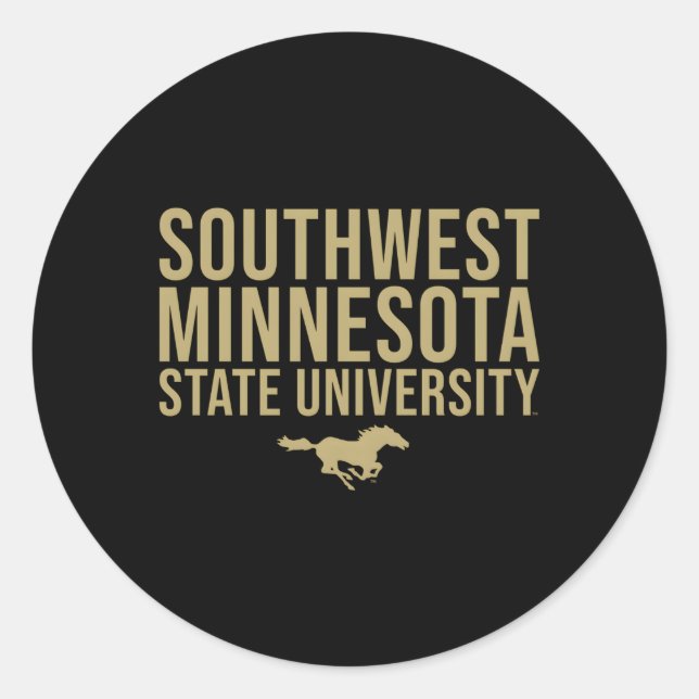 Sticker Rond Mustangs Smsu Stabilisés du sud-ouest du Minnesota (Devant)