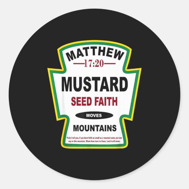 Sticker Rond Mustard Seed Faith Matthew 17_20 Christian Condime (Devant)