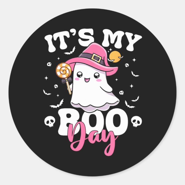 Sticker Rond My Boo Day mignon Halloween Anniversaire Fille Fan (Devant)