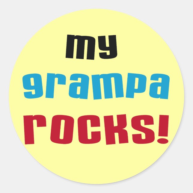 Sticker Rond My Grampa Rocks T-shirts et cadeaux (Devant)