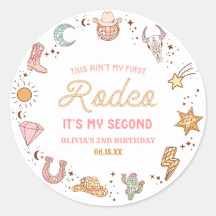 Sticker Rond My Second Rodeo Western Cowgirl 2e fête d'annivers