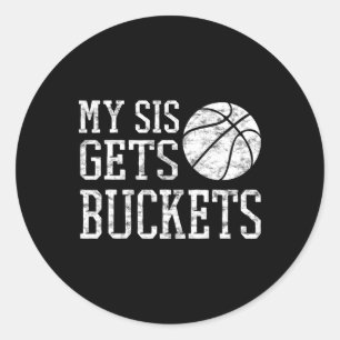 Sticker Rond My Sis Gets Buckets - frère Bysketbyll Soeur