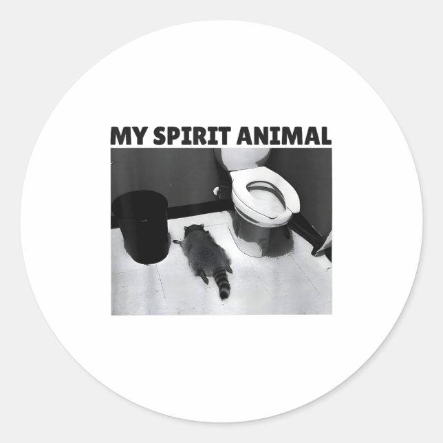 Sticker Rond My Srit Animal Funny Drunk Raccoon Meme  (Devant)