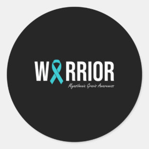 Sticker Rond Myasthenia Gravis Sensibilisation Ruban Turquoise