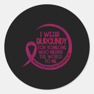 Sticker Rond Myélome multiple Sensibilisation Burgundy Ruban Je