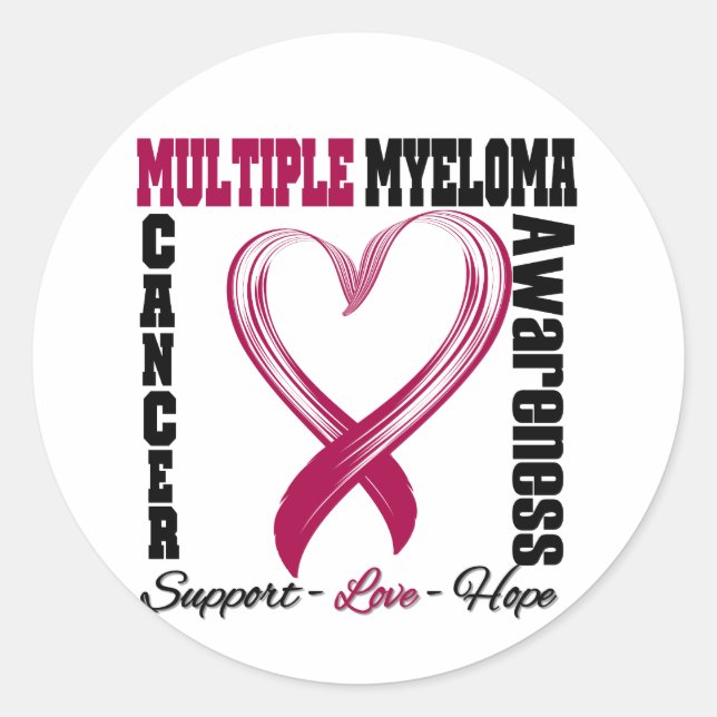 Sticker Rond Myélome multiple Sensibilisation Ruban cardiaque b (Devant)