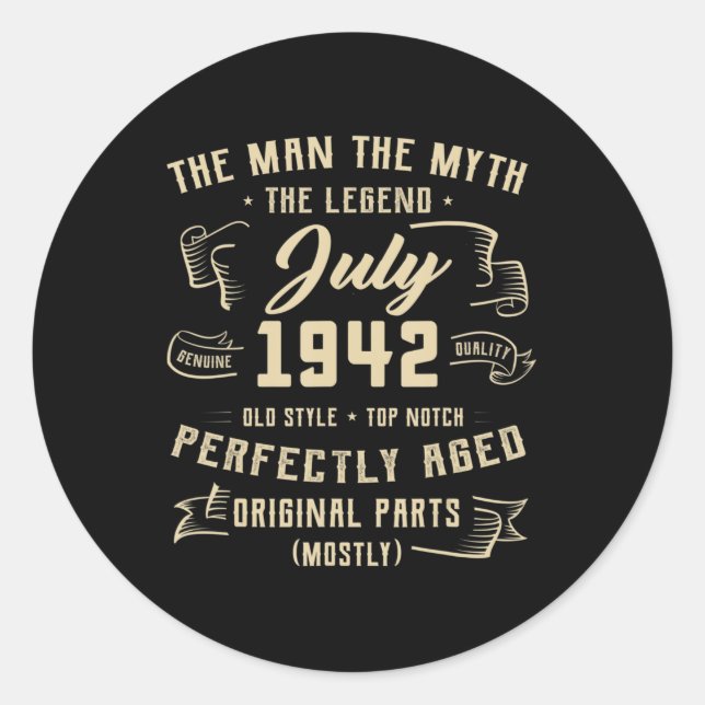 Sticker Rond Mythe de l'homme homme légende Juillet 1942 80e an (Devant)