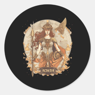 Sticker Rond Mythologie Grecque_ Athéna, Déesse De La Sagesse E