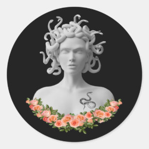 Sticker Rond Mythologie grecque de Medusa Gorgon