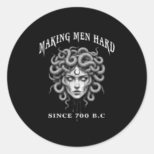Sticker Rond Mythologie grecque drôle Medusa rendant les hommes