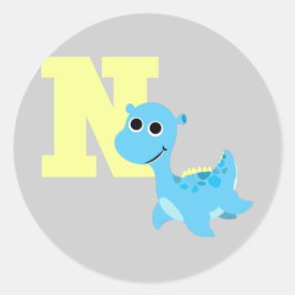 Sticker Rond N est pour Nessie