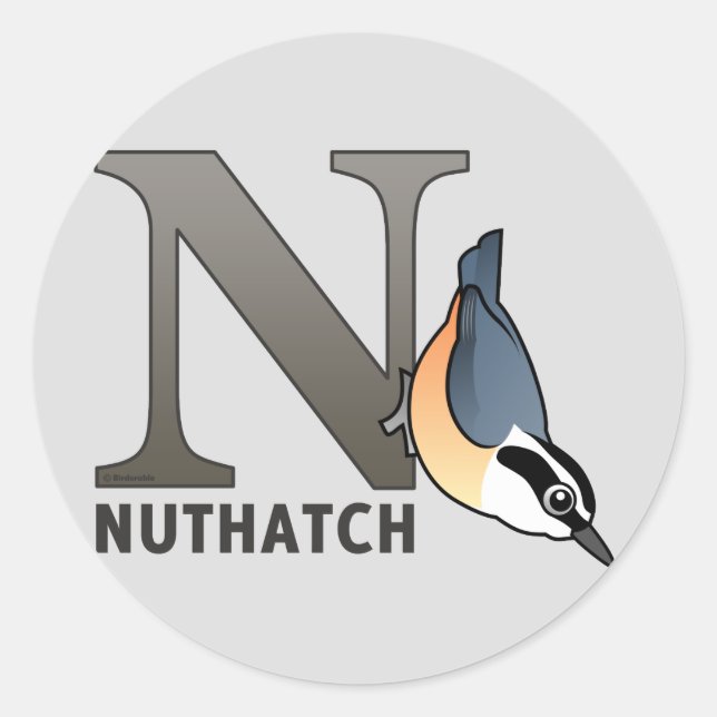 Sticker Rond N est pour Nuthatch (Devant)