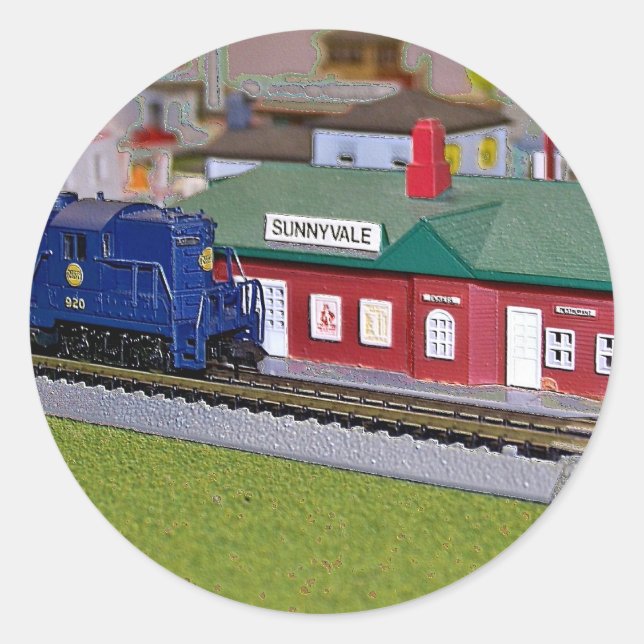 Sticker Rond N Scale Model Train Village (Devant)
